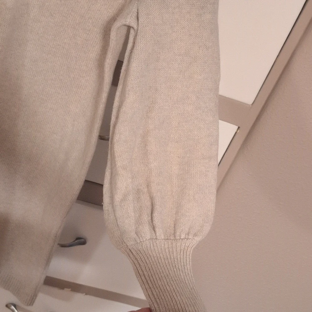 Madewell Wool Blend V-Neck Sweater Dress in Cream